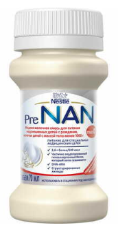 Суміш молочна рідка готова до вживання PreNAN для передчасно народжених та дітей з низькою масою тіла при народжені. З моменту народження.